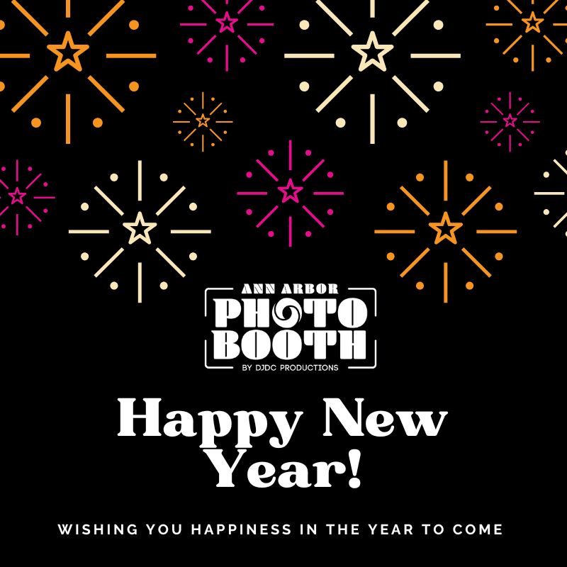 Happy New Year photo booth graphic for Ann Arbor events by DJDC Productions