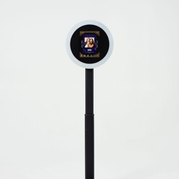 Combo photo booth with roaming and stand setup at event